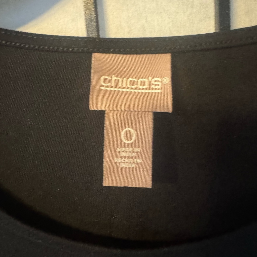 Chico's Black Knit Tee with White Lace Flutter Sleeves. NWOT - Picture 3 of 5